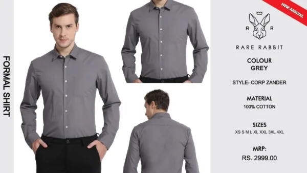 RARE RABBIT MEN's FORMAL SHIRT - GREY