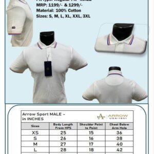 Arrow-T-Shirts with tipping (White with Red & Blue Tip) Male