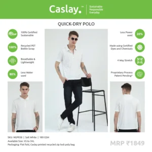 CASLAY QUICK-DRY POLO - Salt White