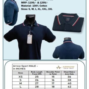 Arrow-T-Shirts with tipping (Nblue with White & Red Tip) Male