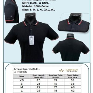 Arrow-T-Shirts with tipping (Black with Red & White Tip) Male