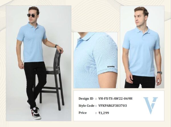 VanHeusen-Shirts & T-Shirts Plain Van Heusen Men Tshirts Wholesale Sky Blue
