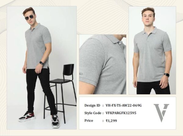 VanHeusen-Shirts & T-Shirts Plain Van Heusen Men Tshirts Wholesale Grey