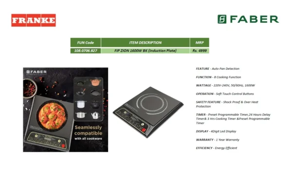 Faber FIP REMO BK 1800 Watt (Induction Plate)