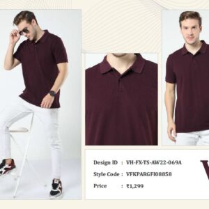 VanHeusen-Shirts & T-Shirts Plain Van Heusen Men Tshirts Wholesale Maroon