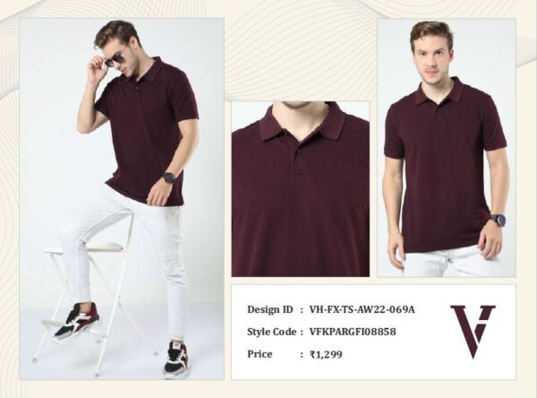 VanHeusen-Shirts & T-Shirts Plain Van Heusen Men Tshirts Wholesale Maroon