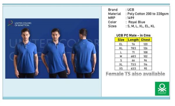 UCB-Polo T-Shirt - Polyester Cotton Royal Blue