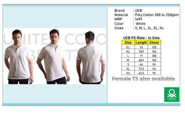 UCB-Polo T-Shirt - Polyester Cotton White
