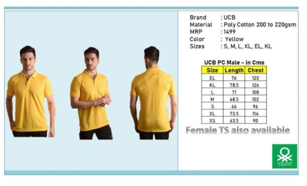 UCB-Polo T-Shirt - Polyester Cotton Yellow
