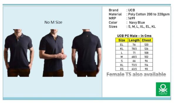 UCB-Polo T-Shirt - Polyester Cotton Navy Blue