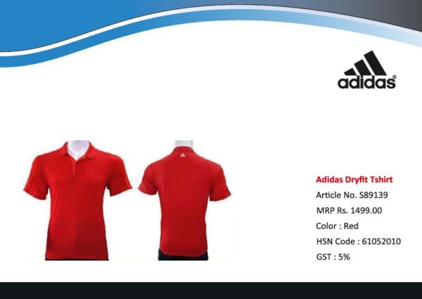 Plain Polyester Adidas Dry Fit T-Shirt Red