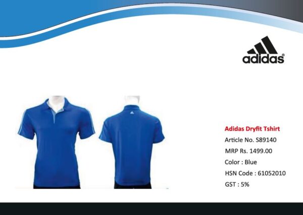 Plain Polyester Adidas Dry Fit T-Shirt Blue