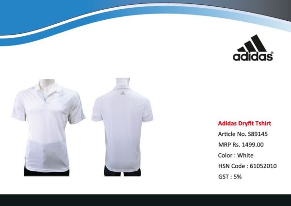 Plain Polyester Adidas Dry Fit T-Shirt White