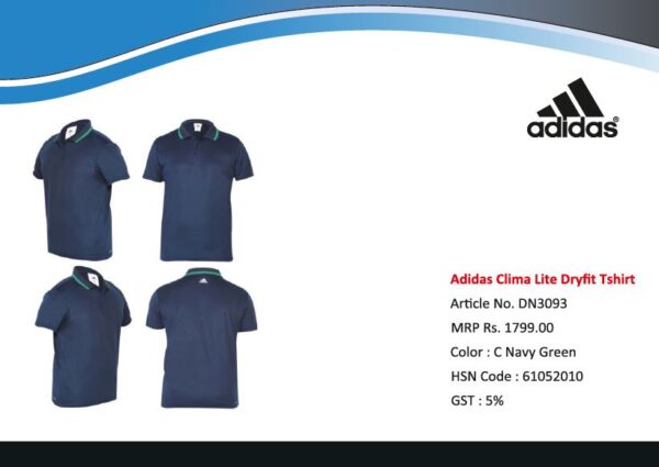 Adidas Clima Lite Dryfit TShirt Navy Green