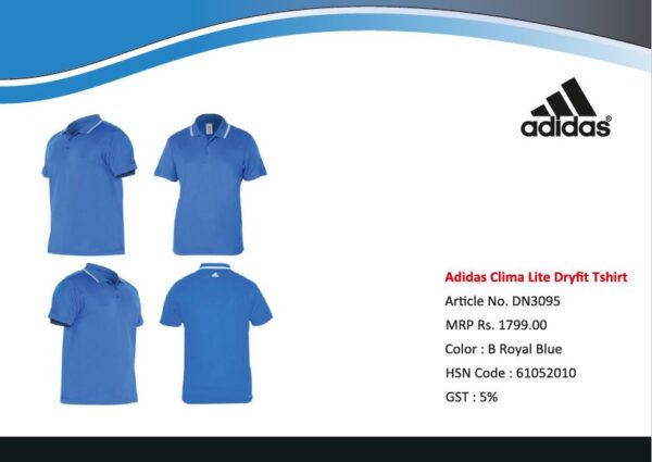 Adidas Clima Lite Dryfit TShirtB Royal Blue