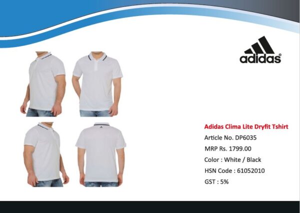 Adidas Dryfit With Tipping Tshirt White