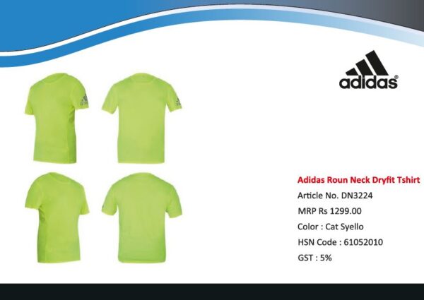 Polyester Plain Adidas Dri Fit Tshirt, Round Neck Cat Syellow