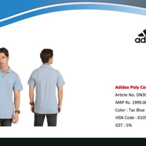 Adidas Poly Cotton Sleeve Logo T Shirt Tac Blue