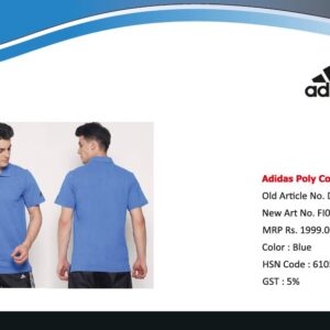 Adidas Poly Cotton Sleeve Logo T Shirt Blue
