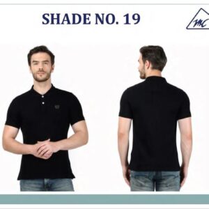 MONTE CARLO Men Solid Polo Neck Cotton Blend Black T-Shirt