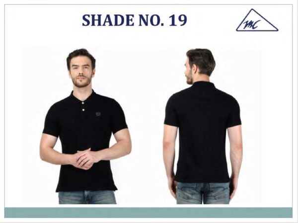MONTE CARLO Men Solid Polo Neck Cotton Blend Black T-Shirt