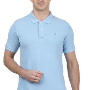 Monte CarloBlue Solid Half Sleeve Cotton Blend T-Shirt