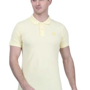 Monte CarloYellow Solid Half Sleeve Cotton Blend T-Shirt