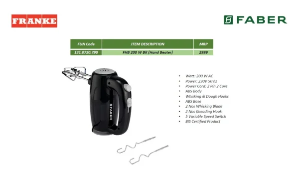 Faber FHB 200 W BK (Hand Beater)