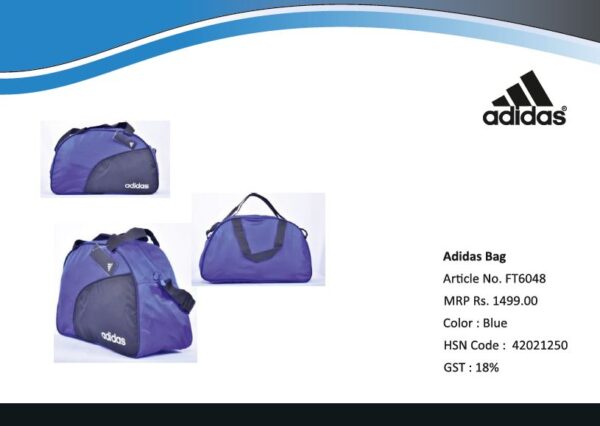 Blue Polyester Adidas Duffle Bags, For Travel