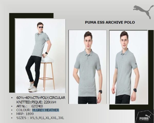 PUMA ESS ARCHIVE POLO M.GREY HEATHER