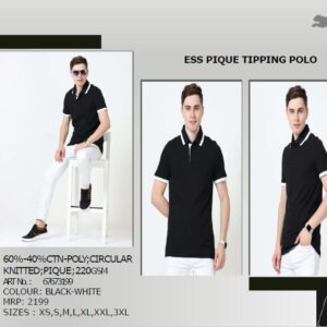 PUMA ESS PIQUE TIPPING POLO BLACK-WHITE