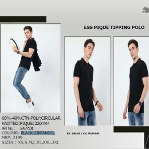 PUMA ESS PIQUE TIPPING POLO BLACK-ZINFANDEL