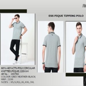 PUMA ESS PIQUE TIPPING POLO GREY HEATHER-BLACK