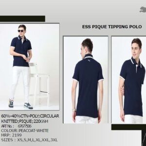 PUMA ESS PIQUE TIPPING POLO PEACOAT-WHITE