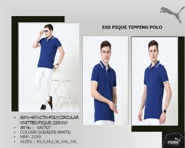 PUMA ESS PIQUE TIPPING POLO SODALITE-WHITE