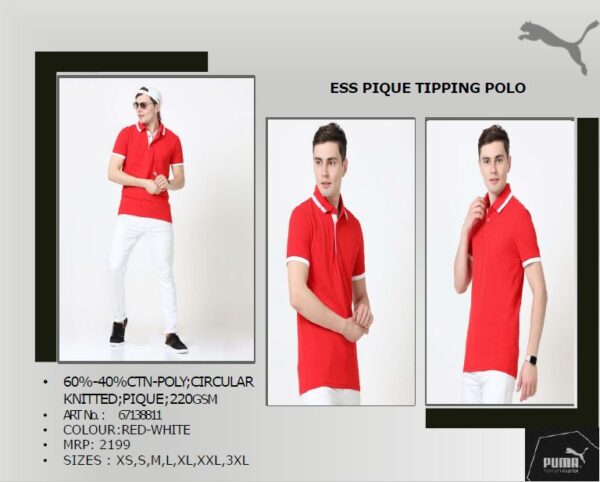 PUMA ESS PIQUE TIPPING POLO Red-White