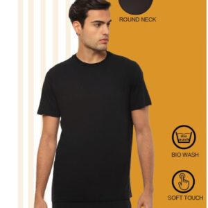Hummel-Hummel Men Black Round Neck Cotton T-Shirt