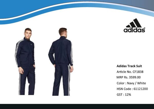 Adidas Track Suit-Navy/White Colour