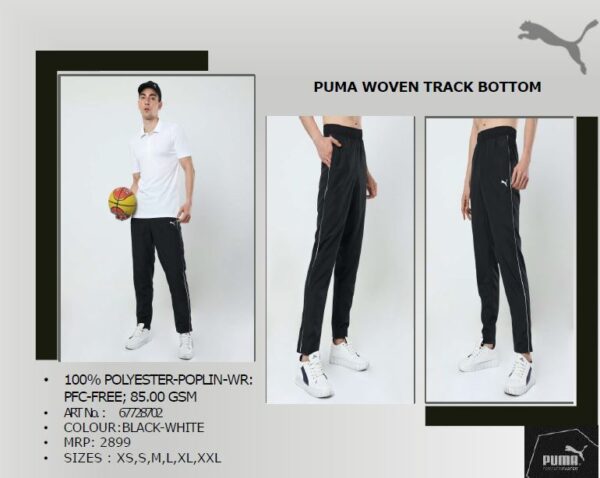 PUMA WOVEN TRACK BOTTOM (BLACK-WHITE)
