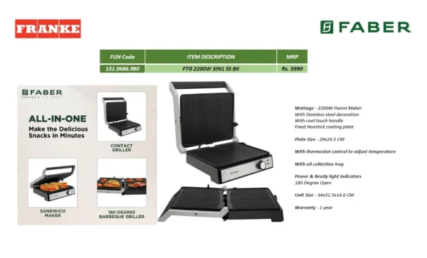 Faber FTG 2200W 3IN1 SS BK