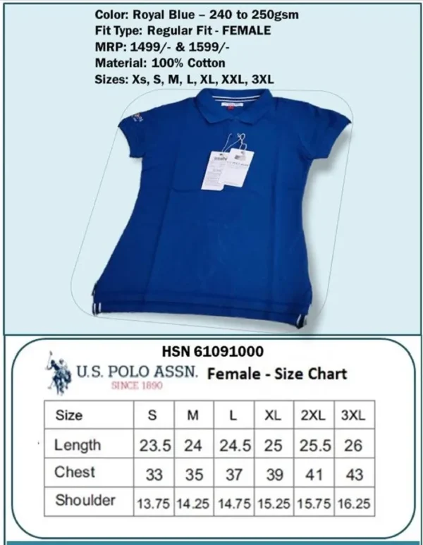 U.S. Polo Regular Fit Female T-Shirt- Navy Blue