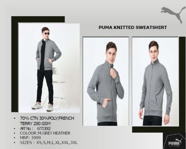 PUMA KNITTED SWEATSHIRT M.GREY HEATHER