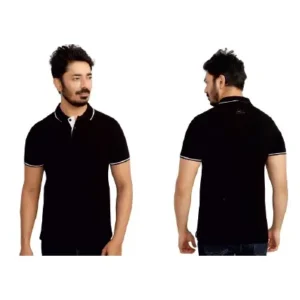 Monte Carlo Poly Cotton Tipping T-shirt- Black with White