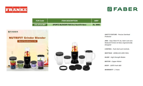Faber SPORTZ BLENDER FSB 5in1 NutriFit Nero