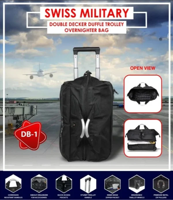 Double Decker Duffle Trolley Overnighter Bag