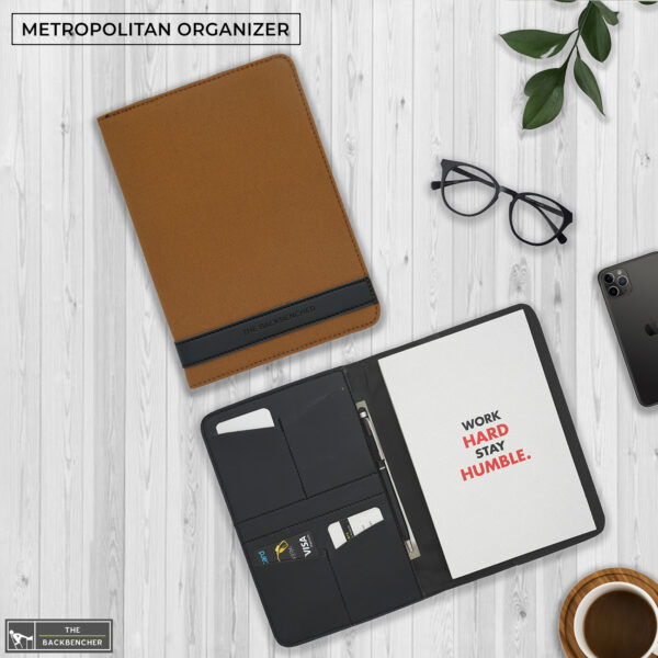 THE BACKBENCHER - METROPOLITAN NOTEBOOK ORGANIZER (Khaki)