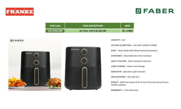 Faber Air Frier, FAF 6.0L DLX BK