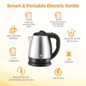 KENT VOGUE STAINLESS STEEL KETTLE 1.2L (16056)
