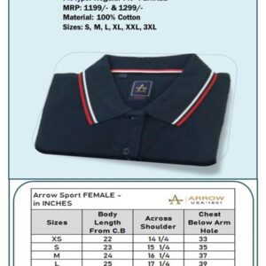 Arrow-T-Shirts with tipping (Nblue with White & Red Tip) Female