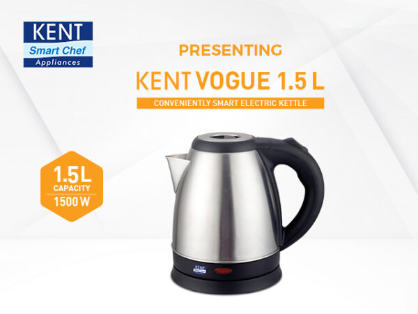 KENT VOGUE STAINLESS STEEL KETTLE 1.5L (16076)